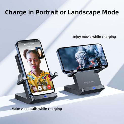 Wireless Charger, 15W Fast Wireless Charging Stand, Wireless Charging Station for iPhone 15/14/13/12/11/XR/XS/8, Samsung Galaxy S23/S22/S21/S20, N...