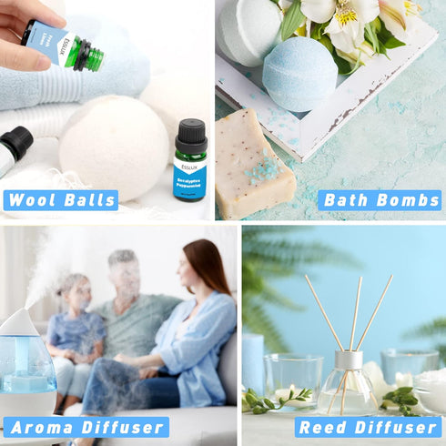 Fragrance Oil, ESSLUX Clean Set of Scented Oils, Essential Oils for Diffuser for Home, Premium Soap & Candle Making Scents, Aromatherapy Oils Coll...