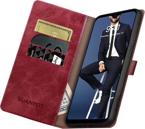 SUANPOT for Samsung Galaxy A02S with RFID Blocking Leather Wallet case Credit Card Holder, Flip Folio Book Phone case Shockproof Cover for Women M...