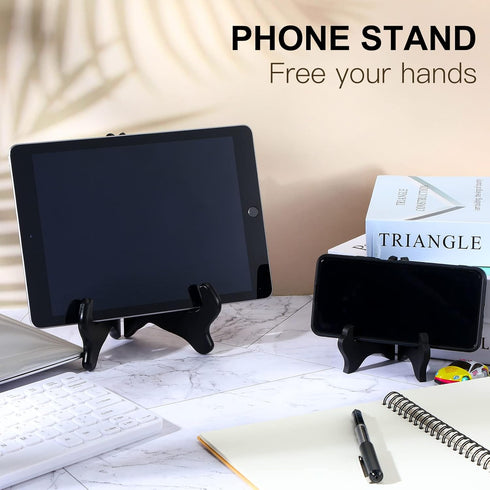 3 Pcs Wooden Display Stand Decorative Plate Stands Plate Holder Picture Frame Stand Black Easel Stand for Display Pictures Cook Books Art Certific...