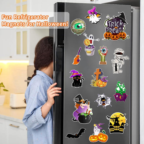 16 Pcs Halloween Magnets Reflective Car Magnets Decorations Halloween Refrigerator Magnetic Stickers Holiday Pumpkin Bat Magnet Stickers Accessori...