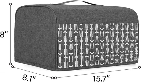 Yarwo 4 Slice Toaster Cover with Pockets and Top Handle, Nylon Toaster Cover Fits for Most 4 Slice Long Slot Toasters, Gray with Arrow...