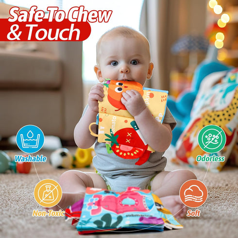 Baby Books 0-6 Months, Touch and Feel Baby Books, Crinkle Infant Books 6 to 12 Mobths for Babies Newborn Soft Books and Sensory Cloth Activity Boo...