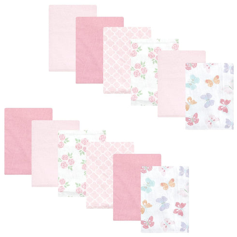 Hudson Baby Unisex Baby Cotton Flannel Burp Cloths Bundle, Pastel Butterfly, One Size...