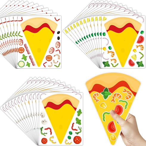 Make a Pizza Stickers, Pizza Crafts Pizza Party Supplies Decorations Pizza Party Favors for DIY Arts Birthday Games (36 Sheets)...