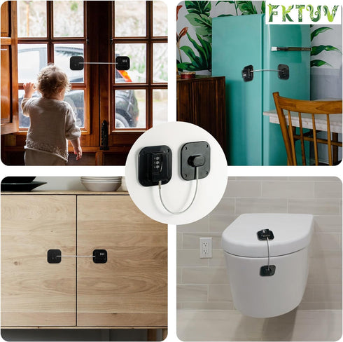Child Safety Cabinet Locks,Cabinet Locks with Combination Closet Lock,Cabinet Lock,Child Proof Refrigerator Lock(Black 2Pcs)...