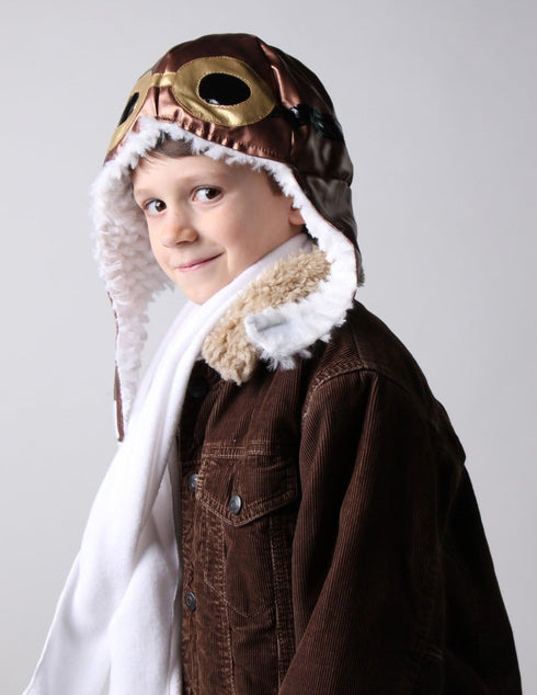 Kids Aviator Dress Up Costume Hat and Scarf Set...