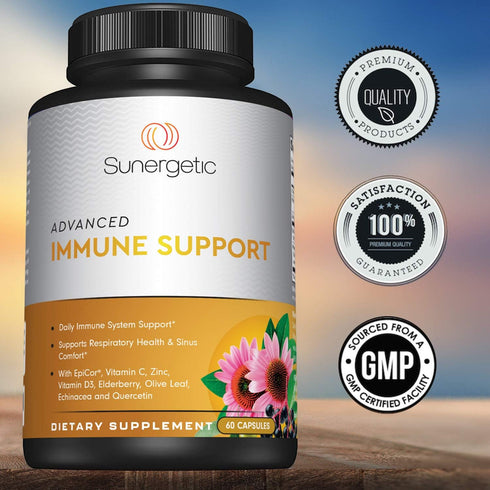 Premium Immune Support Supplement – Daily Immune Supplement for Respiratory, Sinus & Gut Health - with Epicor, D3, Vitamin C, Zinc, Elderberry, Ol...