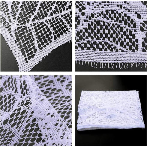 AerWo Halloween Decorations Indoor Fireplace Mantel Scarf, White Lace Spiderweb Fireplace Cover for Halloween Mantle Decor Festive Party Supplies,...