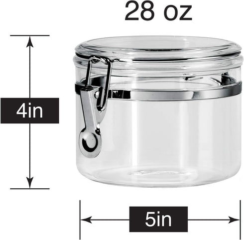 Oggi Clear Canister with Clamp Lid, 28 oz - Large Airtight Food Storage Container, for Kitchen & Pantry Storage of Bulk, Dry Foods Including Pasta...