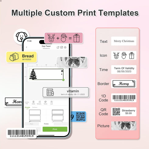 Label Maker Machine with Tape, P21 Portable Bluetooth Label Printer, Wireless Built-in Cutter Sticker Maker Mini Label Makers with Multiple Templa...