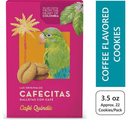 Cafe Quindio Coffee Cookies Cafecitas 3.5 oz (100g) Box - Approximately 22 Cookies...