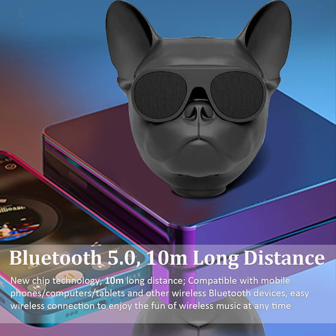 Portable Bluetooth Speaker, French Bulldog 10W Stereo Sound Music Player Bluetooth 4.1 Speaker with 32G Extension, Radio Function, Support Voice C...