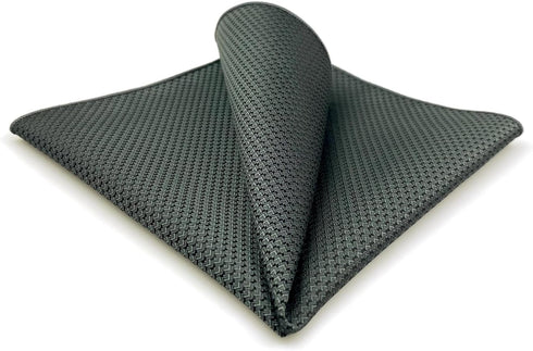S&W SHLAX&WING Mens Tie Dark Gray Charcoal Gray Matching Pocket Square Only...