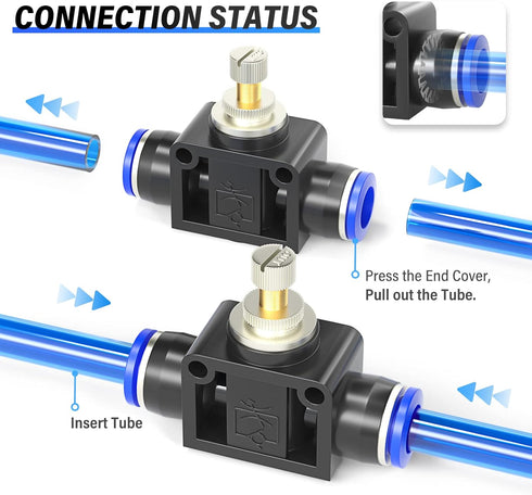 TAILONZ PNEUMATIC Air Flow Control Valve with Push-to-Connect Fitting, in-Line Speed Controller Union Straight - 6MM Tube OD x 6MM Tube OD SCF-6 ?...