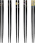 JapanBargain, 5-Pair Black Bamboo Chopsticks Set with Traditional Japanese Crane Moon Sakura Design, Reusable Wooden Chop Sticks, Dishwasher Safe,...