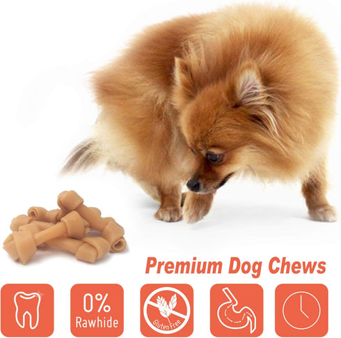 Premium Peanut Butter Dog Chew Bones, Rawhide Free, Gluten Free, Made with Limited Ingredients, Delicious, Healthy, Highly Digestible (MINI 18pcs/...