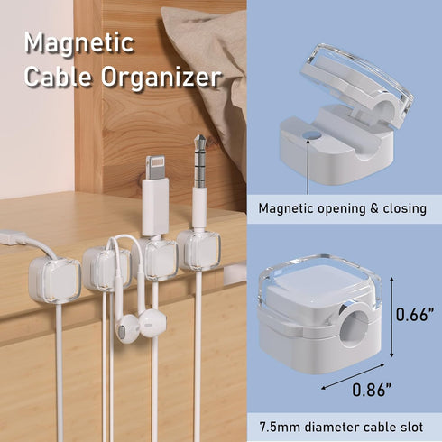 6 Pack Cord Organizer Holder, Cable Clips, Under Desk Cable Management, Hide or Organize Phone USB Charger Cable for Home,Office,Car,Desk,Nightsta...