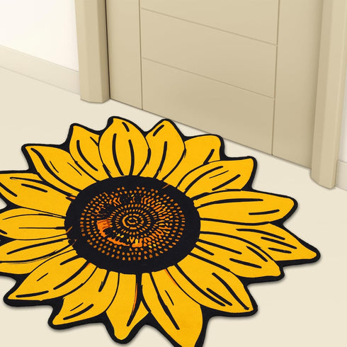 Extra Large Sunflower Welcome Doormat 29.5" x 29.5" Non Slip Area Rug Summer Decorative Floral Mat for Kitchen, Bathroom, Bedroom, Living Room, In...