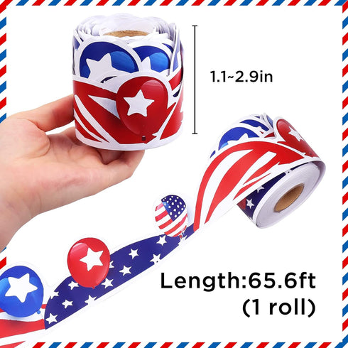 4th of July Bulletin Board Border 65.6ft Independence Day Classroom Blackboard Decoration for School/Office/Party...