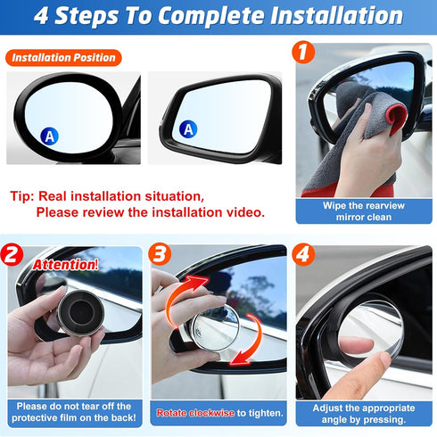 2024 New Upgrade Blind Spot Mirrors, Round 360°Convex Car Mirror Rear View with Border, Silver Wide Angle Side Mirror Car Exterior Accessories for...