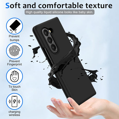 Z Fold 6 Liquid Silicone Case for Samsung Galaxy Z Fold6 5G, Slim Phone Case for Women Girls Soft Gel Rubber Ultra Thin Anti-Scratch Design Protec...