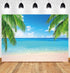 7x5ft Summer Beach Photography Backdrop Sea Ocean Palm Leaf Sand Beach Background Wedding Baby Shower Birthday Party Banner Supplies Photo Booth P...