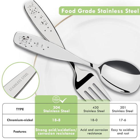 Lehoo Castle Kids Silverware, 6Pcs Toddler Utensils, Kids Utensils Includes Toddler Forks and Spoons, Knives, Toddler Silverware Stainless Steel (...