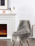 SERISSA Faux Sheepskin Fur Area Rug Grey Fur Chair Cover Seat Pad Small Fuzzy Rug for Bedroom Floor Sofa Living Room Decor 2x3 Feet...