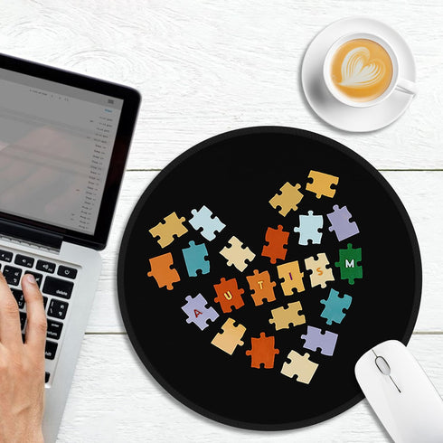 Small Mouse Pad, Autism Awareness Round Mousepad with Non-Slip Rubber Base, Stitched Edge Mouse Pads for Desk Accessories Wireless Mouse Laptop Ga...