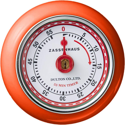 Zassenhaus Magnetic Retro Kitchen Timer, Classic Mechanical Cooking Timer (Orange), 2.75-Inch...