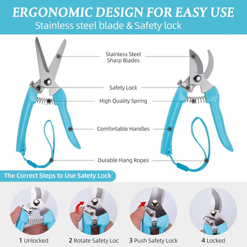 Pruning shears,3Pcs Garden Scissors,Stainless Steel Sharp Blade Gardening Trimming Floral Shears Scissors Pruners for Cutting Flowers,Trimming Pla...