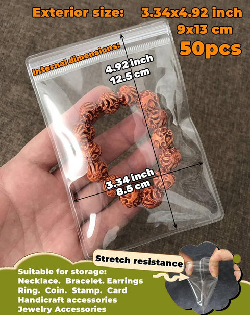 50PCS PVC Jewelry Pouches Clear Zipper Bags Anti Oxidizing Earrings Storage Bags for Storage Jewelry Packing Bags...