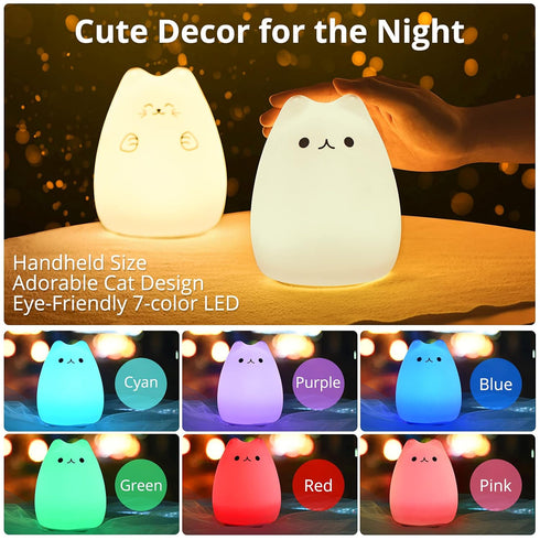 GoLine Cat Lamp, Gifts for 3 4 5 Year Old Girls,Graduation Gifts for Teen Girls,Kids Night Light for Bedroom,Kawaii Kitty Baby Nursery Lamp with R...