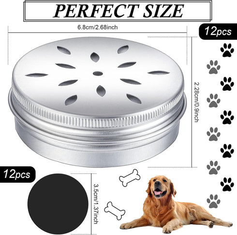 Oudain 12 Pack Dog Scent Work Tins, Dog Scent Training Box, Dog Nose Metal Container with 12 Magnetic Dots, Dog Scent Training Kit Smell Training ...