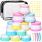 BBTO 18 Pack Silicone Travel Containers for Toiletries 10ml 20ml Leakproof Cream Jars with Lids 4 Mini Spatula Labels Toiletry Bag for Cosmetic Fa...