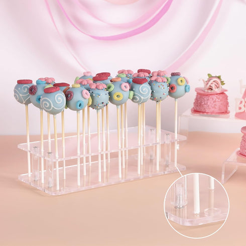 ANDGOO 2-Pack Cake Pop Stand, 21 Holes Lollipop Holder Clear Acrylic Cake Pop Display Stand for Weddings Birthday Parties Candy Decorative Graduat...
