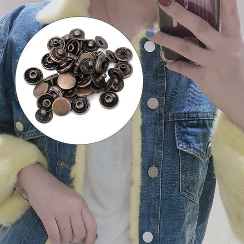50 Sets Heavy Duty Leather Snap Fasteners Kit, Pure Brass Snap Buttons Metal Button Snaps Press Studs for Clothing, Leather, Jackets, Bracelets, B...
