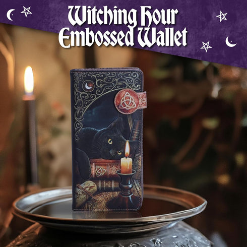 Nemesis Now Lisa Parker Witching Hour Cat Purse, 18.5cm, Embossed Design, Stylish and Spacious Wallet for Women...