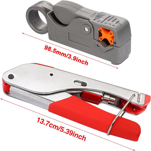 Taiss Coax Cable Crimper Tool Kit with 20 PCS F Style RG59 RG6 Compression connectors,Coaxial Cable Stripper,Coaxial Cable Compression Tool Kit,co...