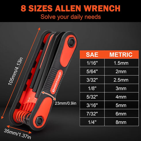 MAXPOWER Folding Allen Wrench Set, 2-Pack Metric & SAE Size Hex Keys, Portable Allen Key Set for Home Repair, General Applications and DIY Craft...