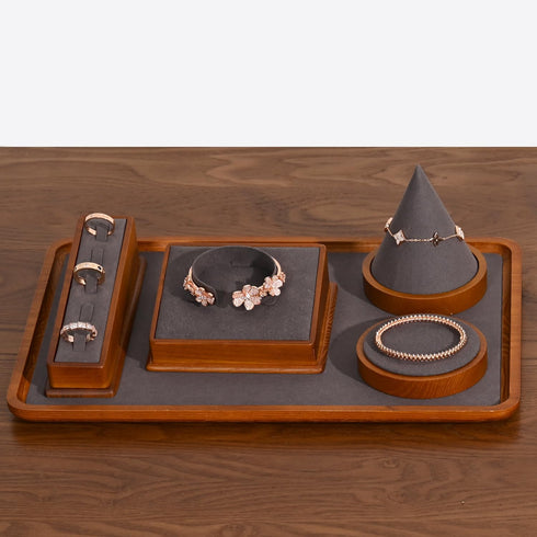 Oirlv Solid Wood Bangle Bracelet Watch Holder Exhibit/Trade shows/Retail stores Jewelry Display Stand(Grey)...