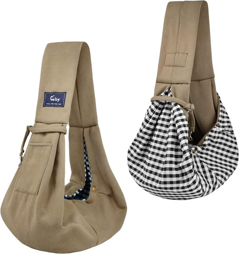 CUBY Dog and Cat Sling Carrier - Hands Free Reversible Pet Papoose Bag - Soft Pouch and Tote Design - Suitable for Puppy, Small Dogs Cats Outdoor ...