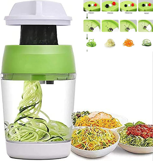 5 in1 Handheld Spiralizer Vegetable Slicer, Green, Plastic, ABS, Stainless Steel...