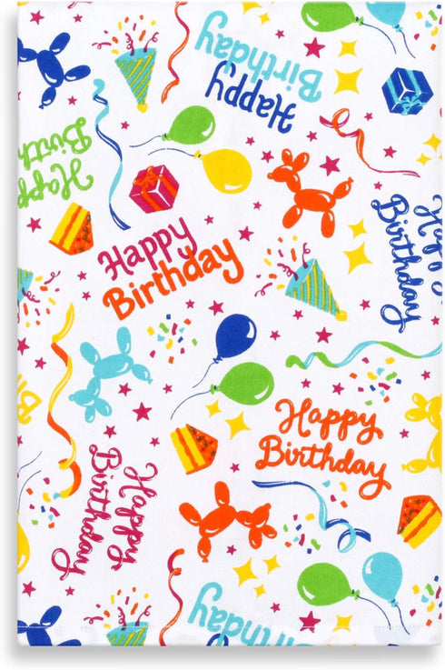 Cackleberry Home Happy Birthday Balloon Dogs Cotton Kitchen Towels 18 x 28 Inches, Set of 3...