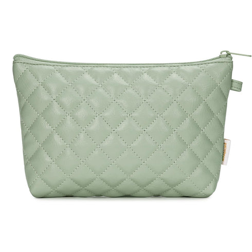 Makeup Bag for Purse Zipper Cosmetic Bag for Women Pouch Travel Eco Vegan Leather Make Up Organizer for Toiletry Bag Water Resistant Gift Idea, Gr...