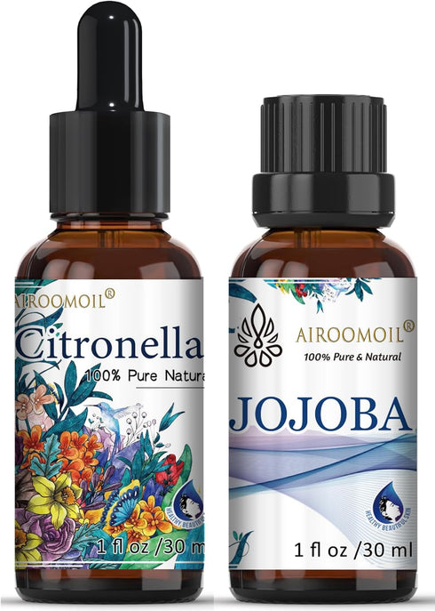 30+30ml Travel Size Pure Citronella Jojoba Essential Oil Set Natural Aromatherapy Spray for Indoor Outdoor Use Fragrance Home Diffuser Soap Making...
