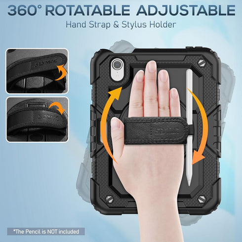 SEYMAC Case for iPad Mini 6 8.3?, Full-Body Shockproof Protective Case with Screen Protector, 360° Rotating Stand, Hand/Shoulder Strap and Pen Hol...