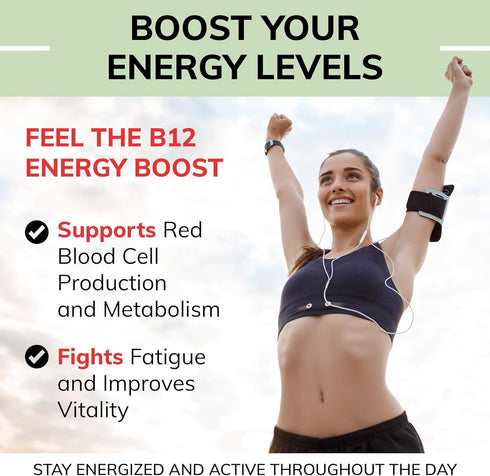 Organic Vitamin B12 Sublingual Drops, Extra Strength 5000 mcg Methylcobalamin, No Additives, Vegan Liquid B12 – Supports Energy Production, Nervou...