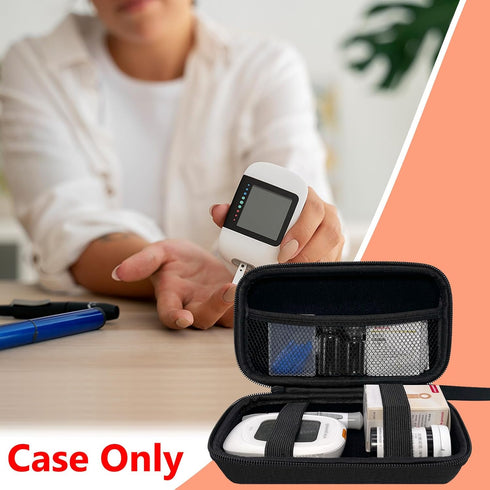 Diabetic Supplies Travel Case, Carrying Case Organizer for Diabetes Testing Kit, Blood Glucose Monitor Kit with Meter, Blood Sugar Test Strips, La...